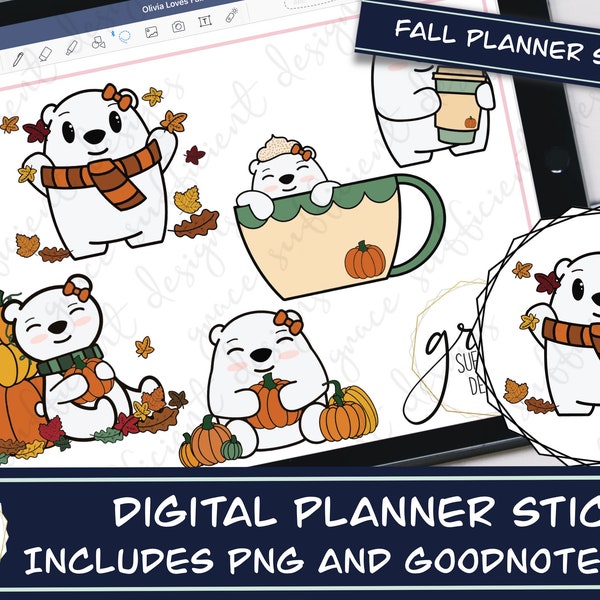 Olivia loves Fall! DIGITAL PLANNER STICKERS fall stickers, autumn, pumpkin spice, leaves stickers