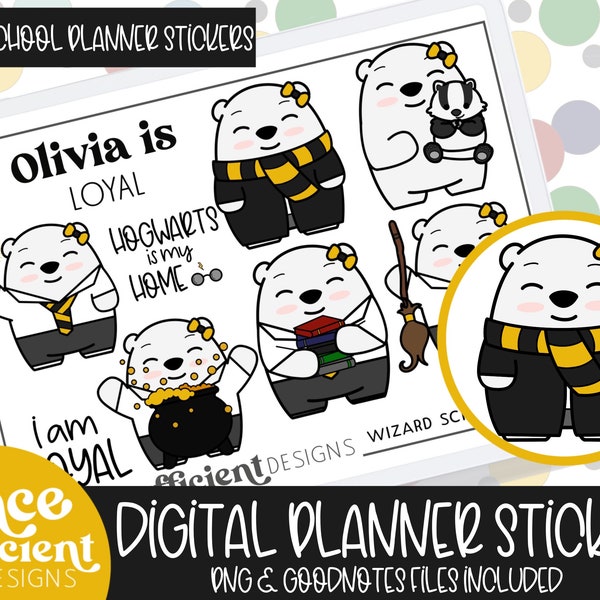 Wizard School Olivia - Loyal! DIGITAL PLANNER STICKERS Wizards, Wizard School, Wand, planner stickers, Hand Drawn Digital Clipart