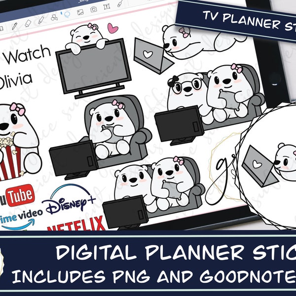 Olivia TV Binge! TV planner stickers, Binge Watch Planner Stickers, TV Planner Stickers, Hand Drawn Digital Clipart