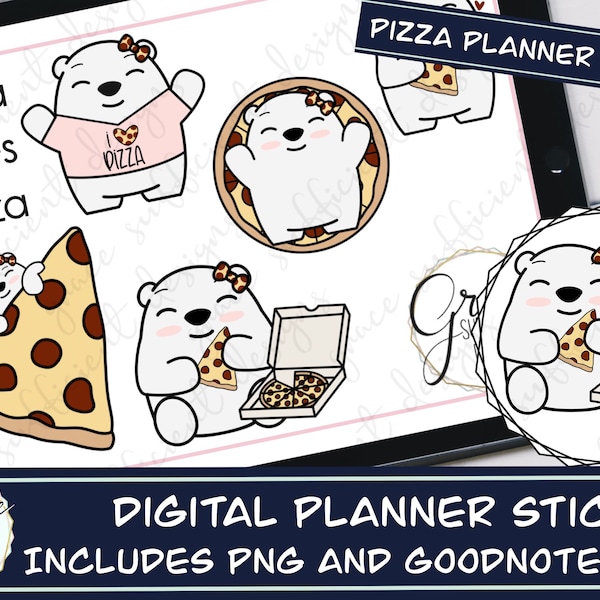 OLIVIA LOVES PIZZA Digital Planner Stickers, pizza night, take out planner stickers, hand drawn digital clip art