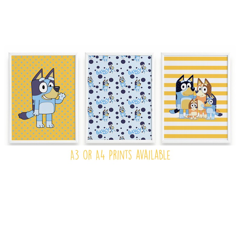 Bluey Nursery Bedroom Prints Set of Three Etsy