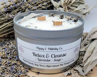 Relax and Cleanse - Lavender and Sage Aromatherapy Soy Candle