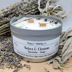 Relax and Cleanse - Lavender and Sage Aromatherapy Soy Candle