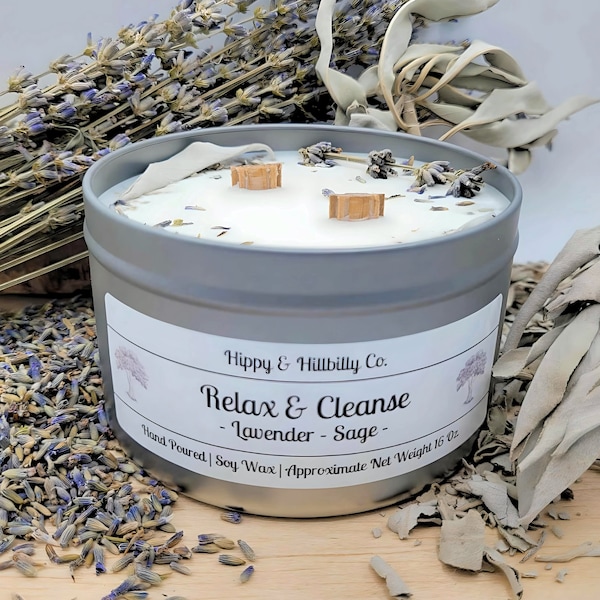 Relax and Cleanse - Lavender and Sage Aromatherapy Soy Candle