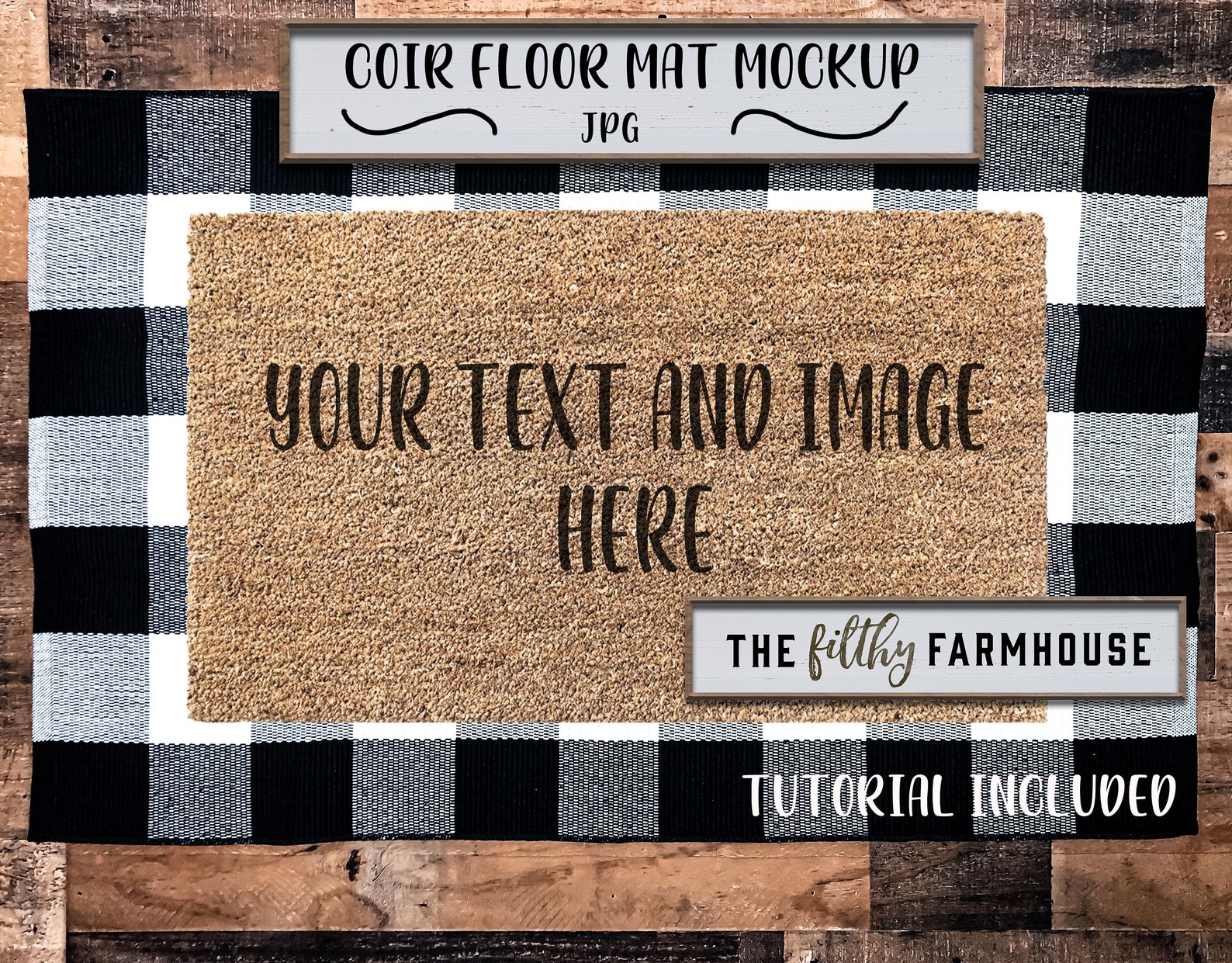 Coir Floor Mat Mockup JPG With Texture PNG Included Instant Download
