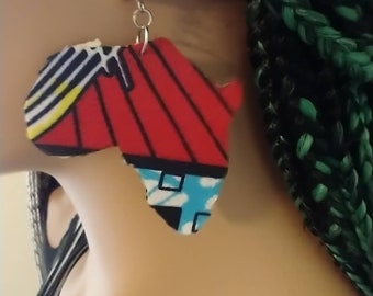 African map earrings, afrocentric earrings, statement earrings