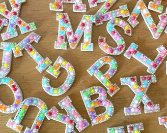 Candy Rainbow 3D alphabet letter patch, Numers 0 to 9 for clothing Iron on Glue on,3-5.5cmX5.5 cm wide Letters DIY, quick shipping from USA