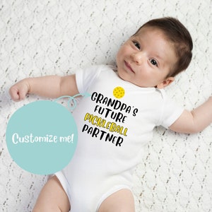 Custom Pickleball Baby Onesie Custom Pregnancy Announcement Pickleball Grandparents Baby Shirt Pickleball Baby Personalized Future Partner
