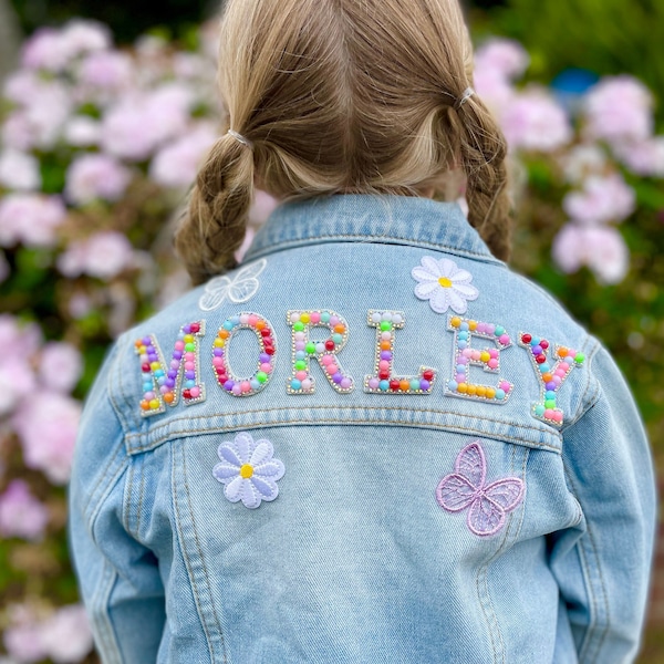 FLASH SALE! Personalized Jean Jacket Girl Denim Jacket with Patches Birthday Girl Outfit Kids Jean Jacket Toddler Custom Denim Jacket