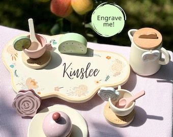 Juego de té personalizable Regalo personalizado para niña Regalo para sobrina Regalo para nieta Juguete para niña Regalo de cumpleaños para niña Regalo personalizado para niña pequeña