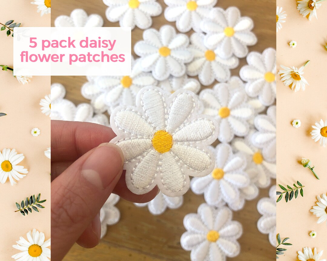 Daisy Patch Set of 5 Iron on Daisy Patch Flower Patch Flower Craft