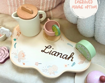 ¡OFERTA! Juego de té personalizado de madera para niña de 2 años. Regalo para fiesta de té infantil. Regalo para el segundo cumpleaños de tu pequeño de 2 años.
