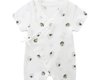 Baby Kimono Kimbap Korean Food Inspired Sushi Baby Romper Baby Romper Baby Shower Gift Korean Baby Clothes Kimbab 100% Cotton Muslin