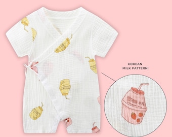 Baby Kimono Dumpling Korean Food Inspired Baby Romper Dumpling Baby Shower Gift Korean Baby Clothes Dumpling Baby Clothes 100% Cotton Muslin