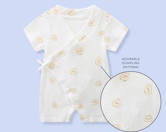 Little Dumpling Baby Romper Dumpling Baby Shower Gift Outfit for Baby Dimsum Muslin Organic Cotton Baby Clothing