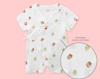 Baby Kimono Kimchi Korean Food Inspired Baby Romper Baby Romper Baby Shower Gift Korean Baby Clothes Kimchi 100% Cotton Muslin