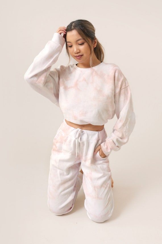 Nude Neutral Tan Beige Blush Pink Pastel Tie Dye Sweats Jogger and