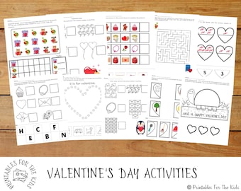 Valentine Day Activity for Kids, Preschool Kindergarten Printable