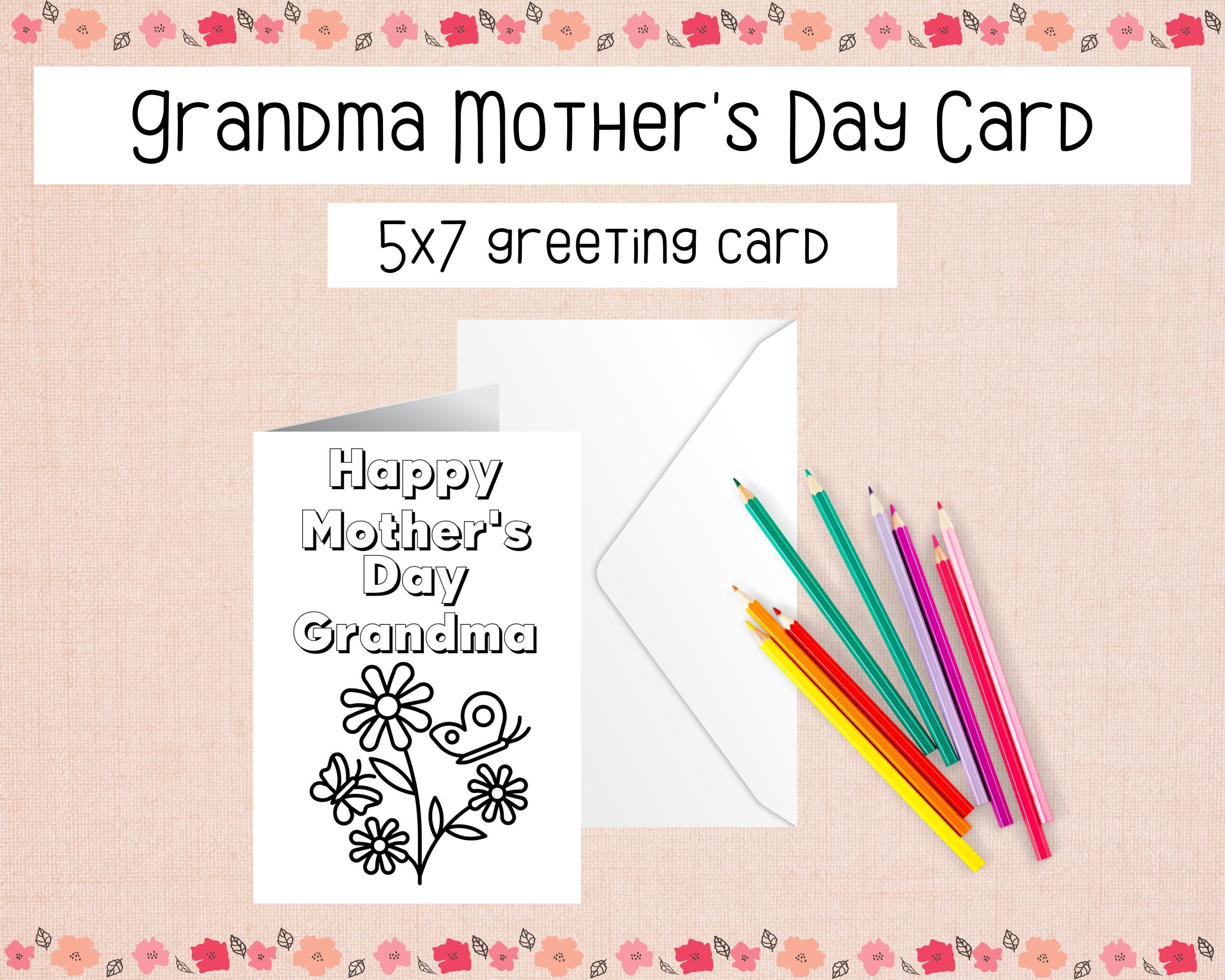 Printable Mother's Day Card for Grandma Grandmother Gift Etsy