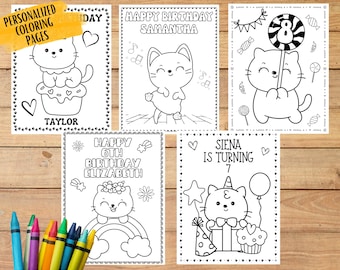 Personalized Cat Birthday Coloring Pages: Kitty Party Activity Printable