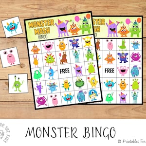 Monster Party Bingo Spiel, Halloween Monster Mash Partyspiel, Halloween Kids Aktivität, druckbare Monster Bingokarten, Halloween Printables