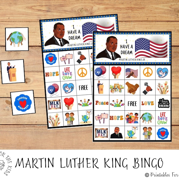 Martin Luther King Activity, MLK Printable Game, Black History Month, Martin Luther King Printable, Martin Luther King Bingo