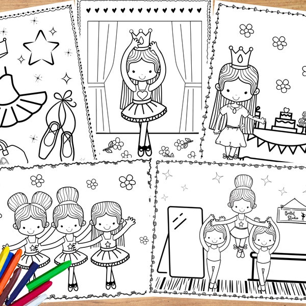 Ballet Coloring Pages, Ballerina Birthday Party Coloring Pages, Girls Printable Ballet Coloring Sheets, Dance Party Ballet Coloring Pages