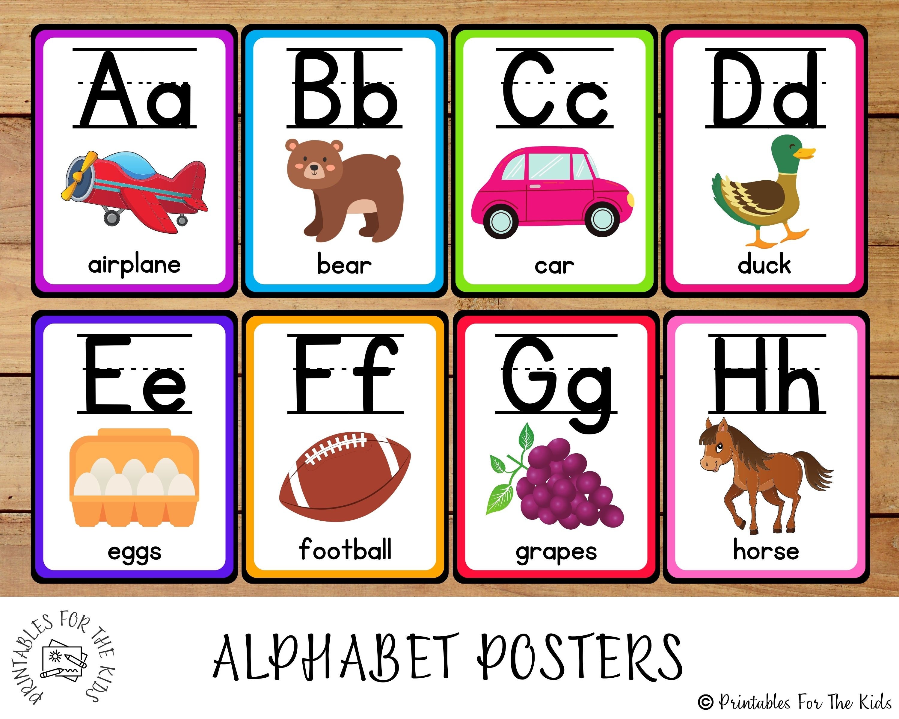 Alphabet Posters, Printable Educational Posters, Alphabet Banner