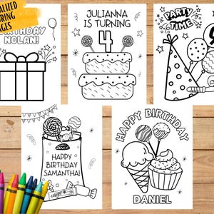 Personalized Birthday Coloring Pages for Kids, Customized Birthday Party Coloring Sheets for Children, Kids Personalized  Party Favor
