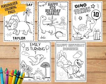 Personalized Dinosaur Birthday Coloring Pages: Printable Party Activity