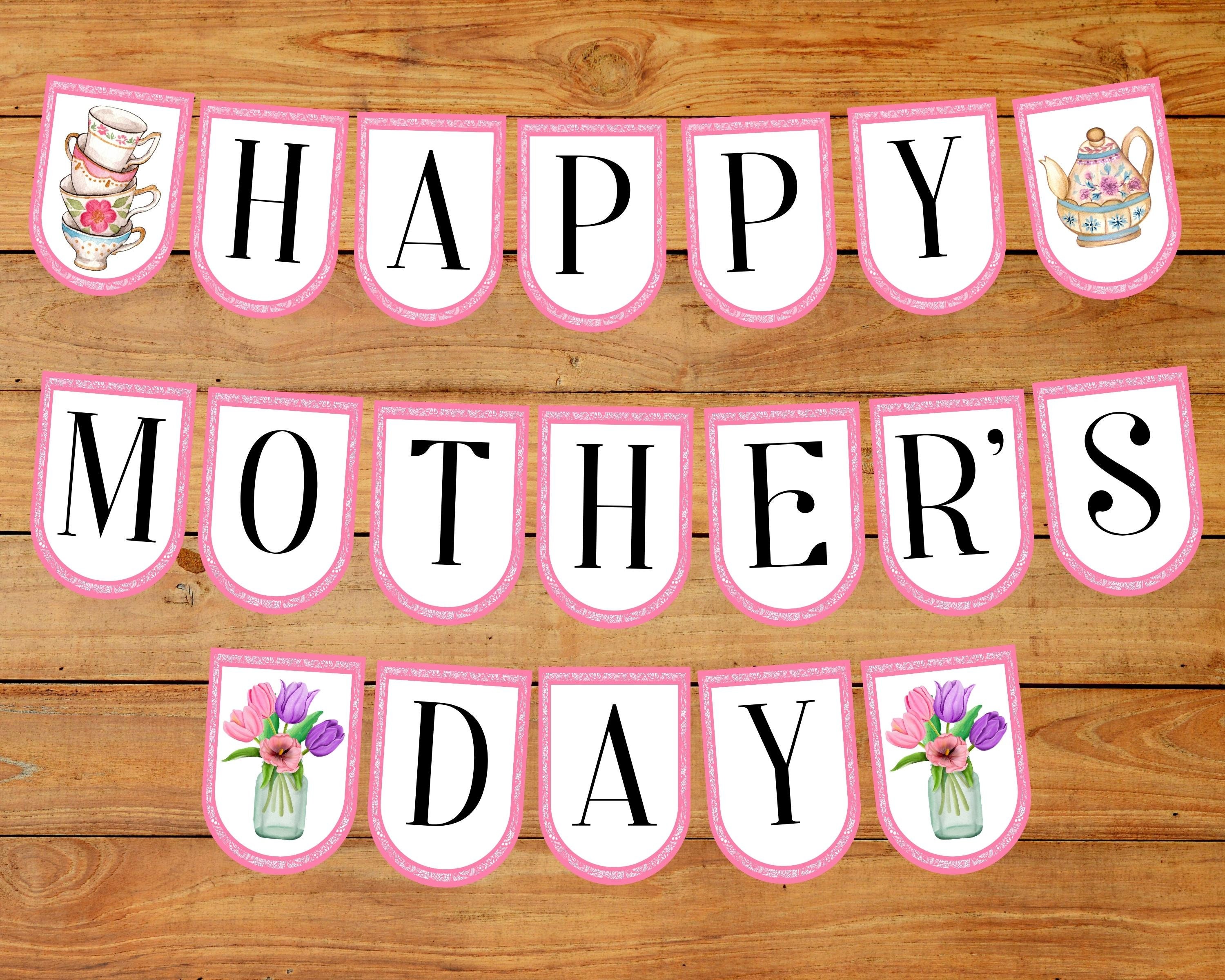 Happy Mothers Day Banner Mother's Day Tea Party Happy - Etsy Israel