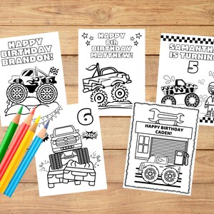 Personalized Monster Truck Coloring Pages, Monster Truck Birthday Party ...