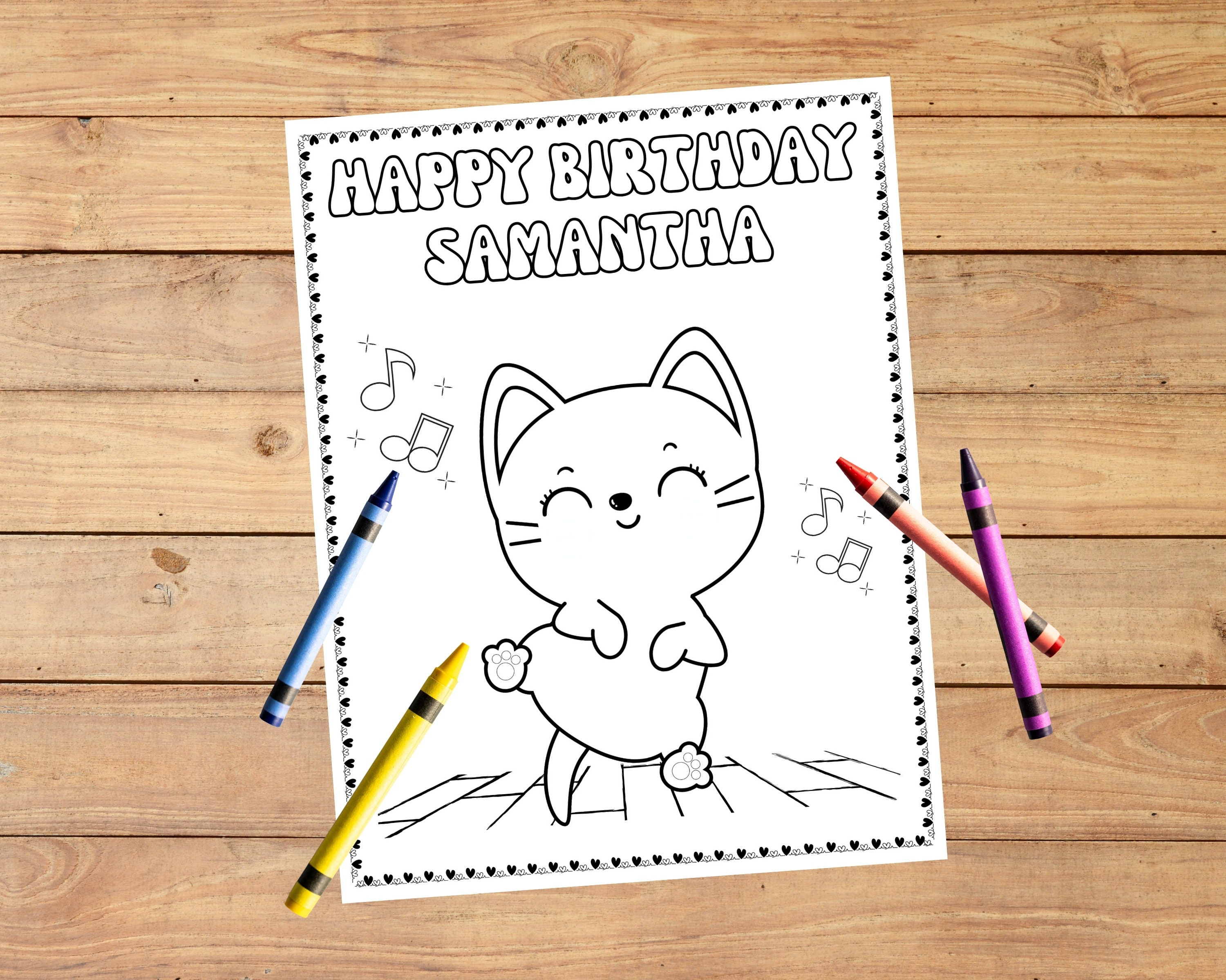Cat Coloring Pages, Cat Birthday Personalized Coloring Pages, Cat Party