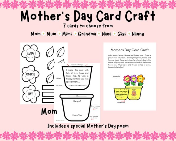 Mother's Day Card Craft Printable Cards for Mom
