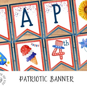 July 4th Banner Decorations, Fourth Of July Party Decor, Patriotic Birthday Banner, Independence Day Banner, Patriotic Bulletin Board