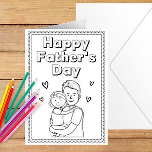 Biglietto per la festa del papà, biglietto stampabile per la festa del papà, biglietto per la figlia per il papà, biglietto da colorare per il papà, biglietto per la festa del papà per la nipote,