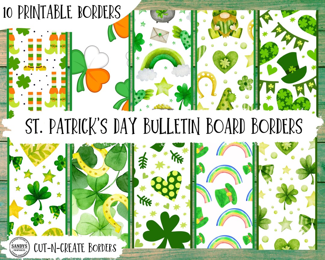 St. Patrick's Day Bulletin Board Border: Shamrock Rainbow Classroom ...