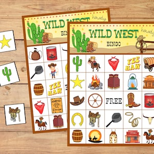 Fiesta de cumpleaños de vaqueros, juegos de vaqueros, cumpleaños con temática del oeste, cumpleaños de vaquera, juegos del salvaje oeste, fiesta de vaqueros para niños, juego de bingo del oeste para niños