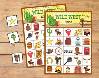 Wild West Bingo Game: Cowboy Cowgirl Birthday Party Printable