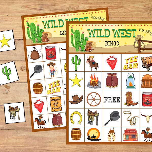 Cowboy Birthday Party, Cowboy Games, Western Themed Birthday, Cowgirl Birthday, Wild West Games, Kids Cowboy Party, Kids Western Bingo Game