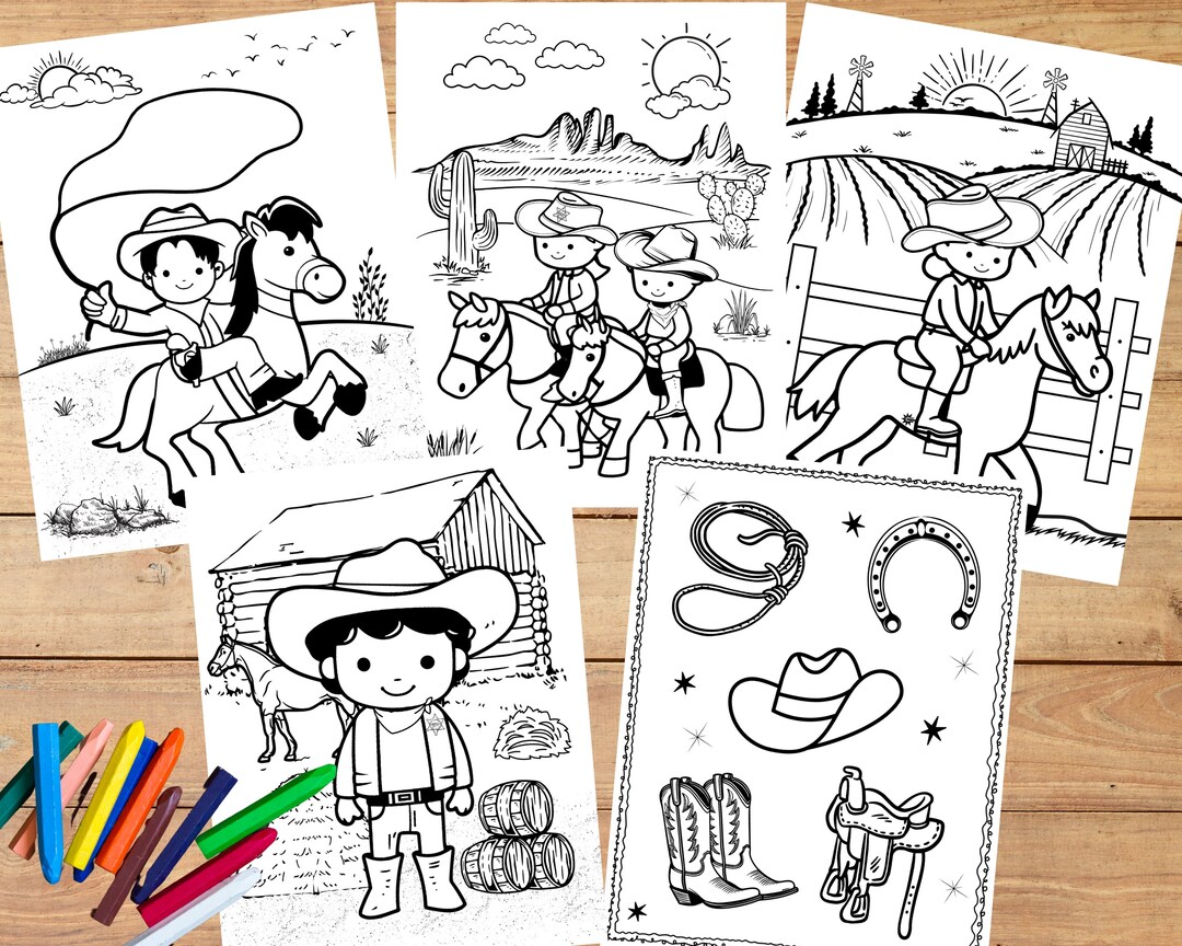 Wild West Coloring Pages, Cowboy Coloring Sheet, Printable Cowgirl
