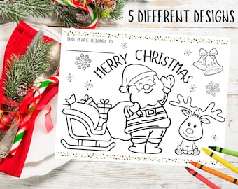 Christmas Coloring Placemats for Kids: Holiday Activity Pages Printable