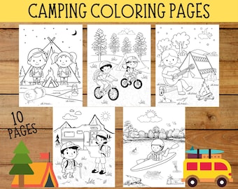 Coloriages de camping pour enfants : activité à imprimer en camping-car