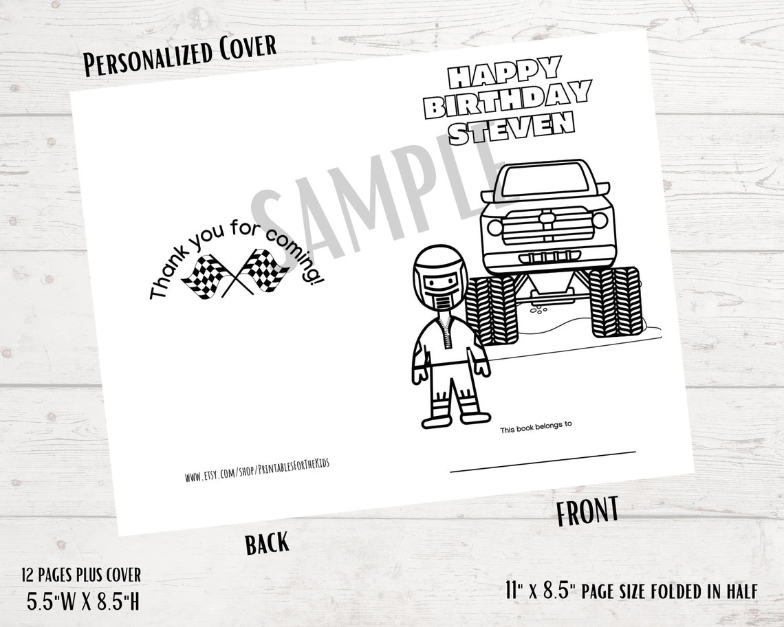 Monster Truck Birthday Monster Truck Coloring Pages - Etsy
