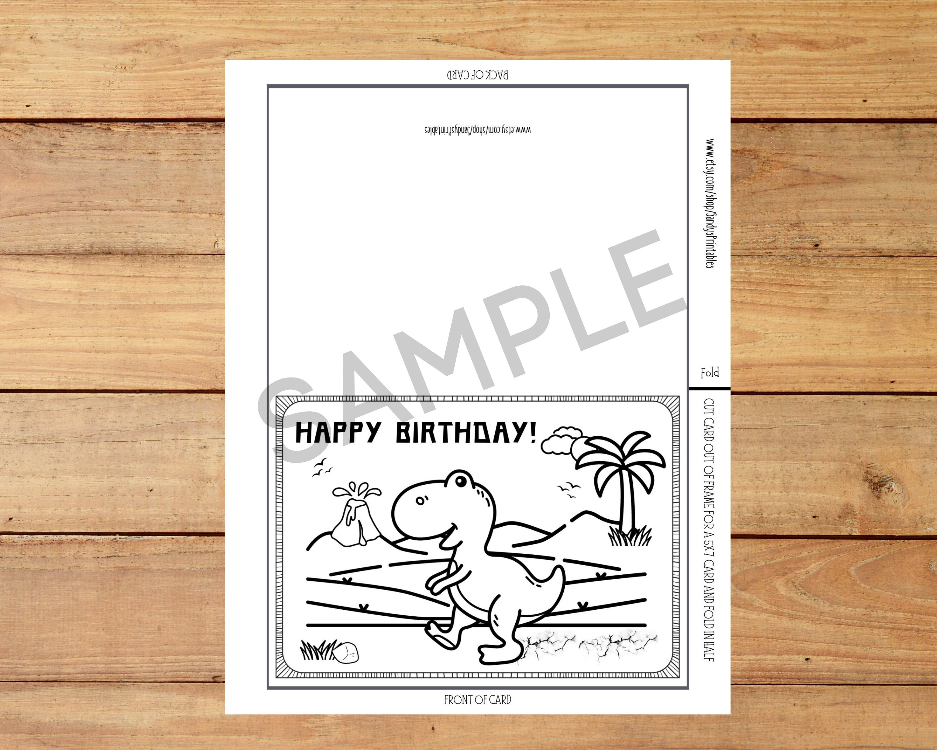 Dinosaur Birthday Card, Printable Dinosaur Card, Dinosaur Coloring Sheet, Jurassic Park Birthday ...