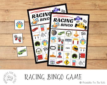 Racing Birthday Party, Race Car Bingo Game, Printable Party Games, Race Track Birthday, Kids Party Games