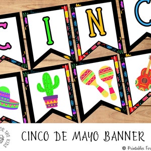 Decorações de Cinco de Mayo, banner de festa Fiesta, quadro de avisos de Cinco De Mayo, ideias para festas de Fiesta mexicana, banner de festa para impressão