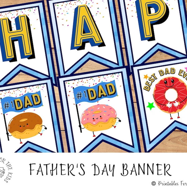Happy Father's Day Donuts With Dad Banner, Donuts With Dad Sign, Father's Day Bunting, Happy Father's Day Bulletin Board, Printable Banner