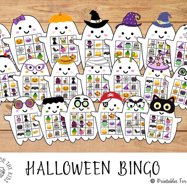 Halloween Party Game, Printable Halloween Bingo Game, Halloween Kids Activity, Preschool and Kindergarten Halloween Printable