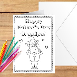 Tarjeta del Día del Padre para el Abuelo, Tarjeta Imprimible para el Abuelo, Feliz Día del Padre para el Abuelo, Tarjeta del Día del Padre para la Nieta, Tarjeta para Colorear Imprimible